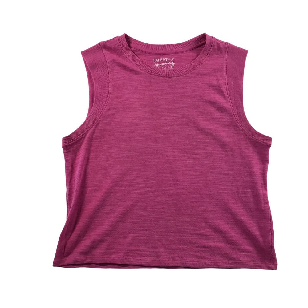 Faherty Sunwashed Muscle Tank Top Pink Organic Cotton Womens Medium Sleeveless